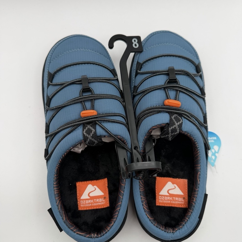 New Ozark Trail Men's 8 Slip-on Shoes Blue Water Repellent Bungee Slippers NWT